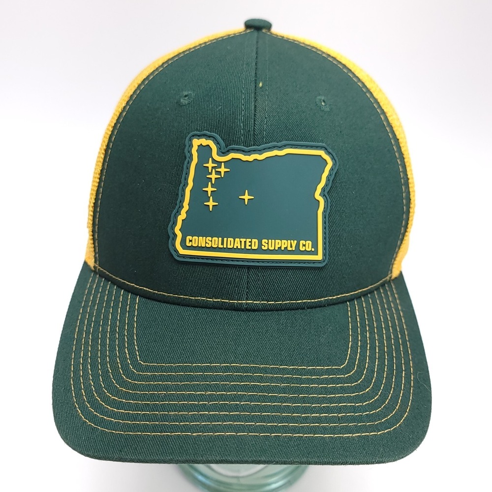 Green Yellow Ball Cap Hat Consolidated Supply Oregon Adjustable Baseball‎ Mesh